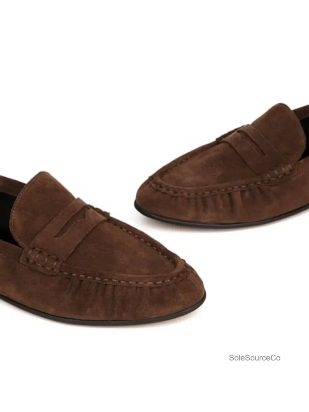 Penny Loafers Women Suede Flats Slip-On Ruched Comfort Work Shoe